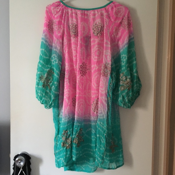 JULIET DUNN London Pure Silk Beach Resort Dress One Size - Picture 3 of 5